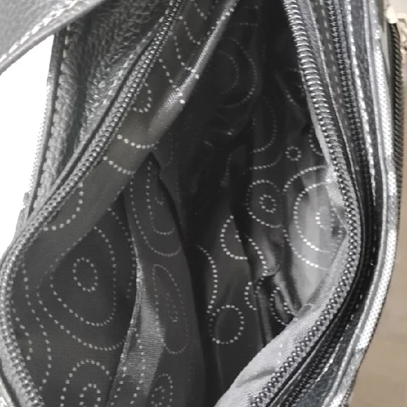 Guess Black and Gray Signature Canvas Shoulder Bag with Studded Flap - Picture 7 of 10